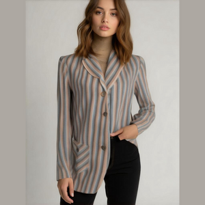 Handmade Blazer Size S Women's  Blue Orange White Red. Striped Spring